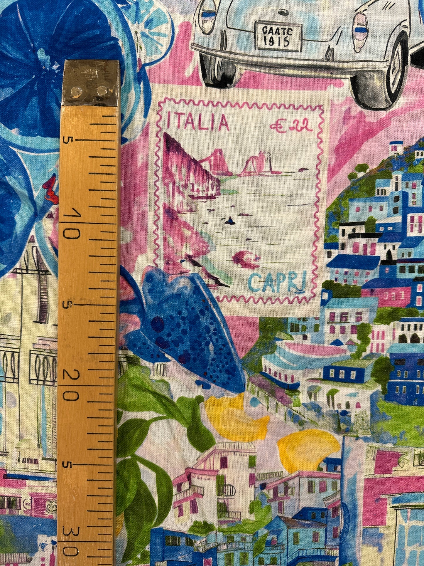 Capri, sininen, pellava.