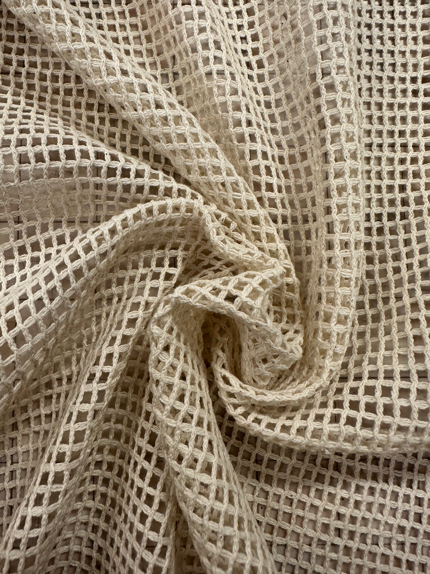 Cotton crochet, verkkokangas, luonnonvalkoinen
