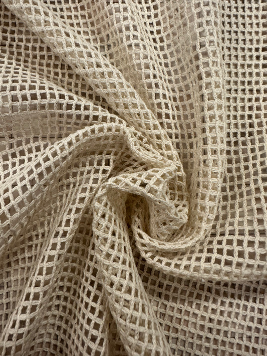 Cotton crochet, verkkokangas, luonnonvalkoinen