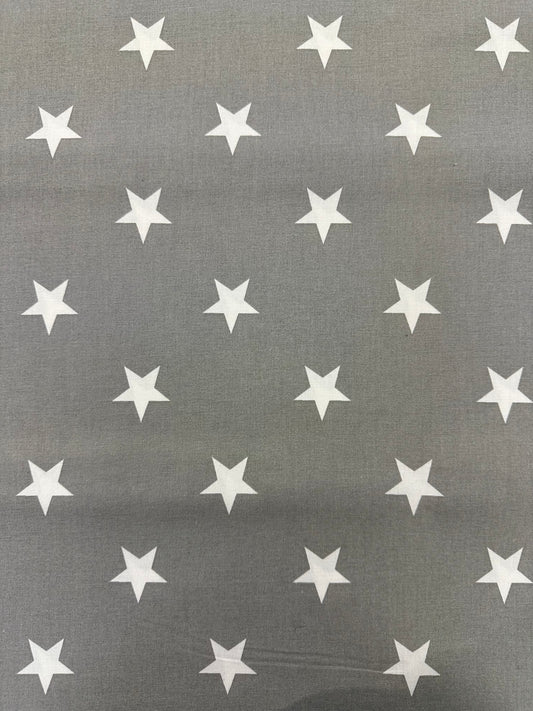 Tähdet, harmaa puuvillakangas