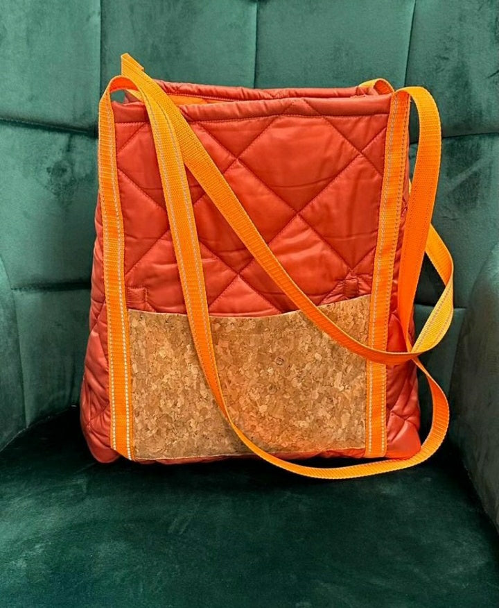 Tikattu toppakangas, poltettu oranssi