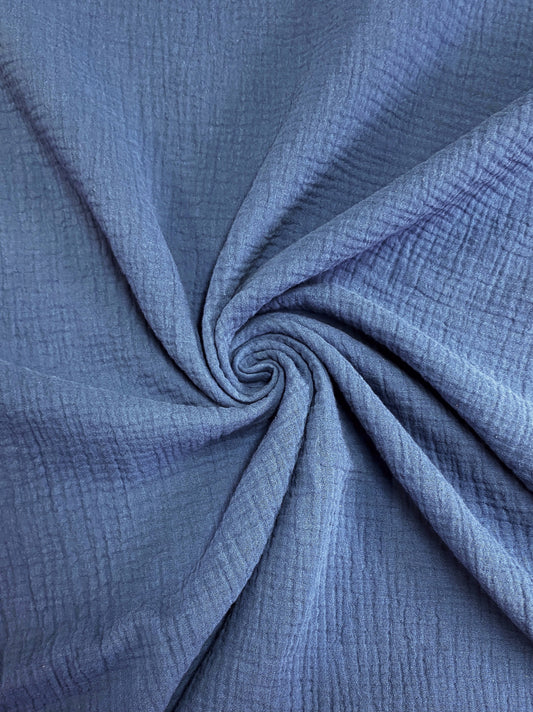 Double gauze, sininen, puuvilla