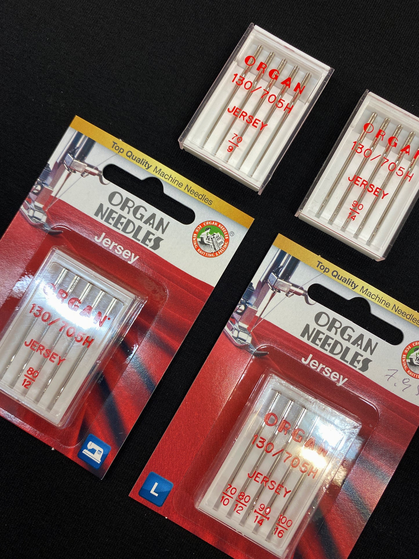 Organ jersey, pallokärkiompelukoneneulat koot 70- 100 5kpl/paketti