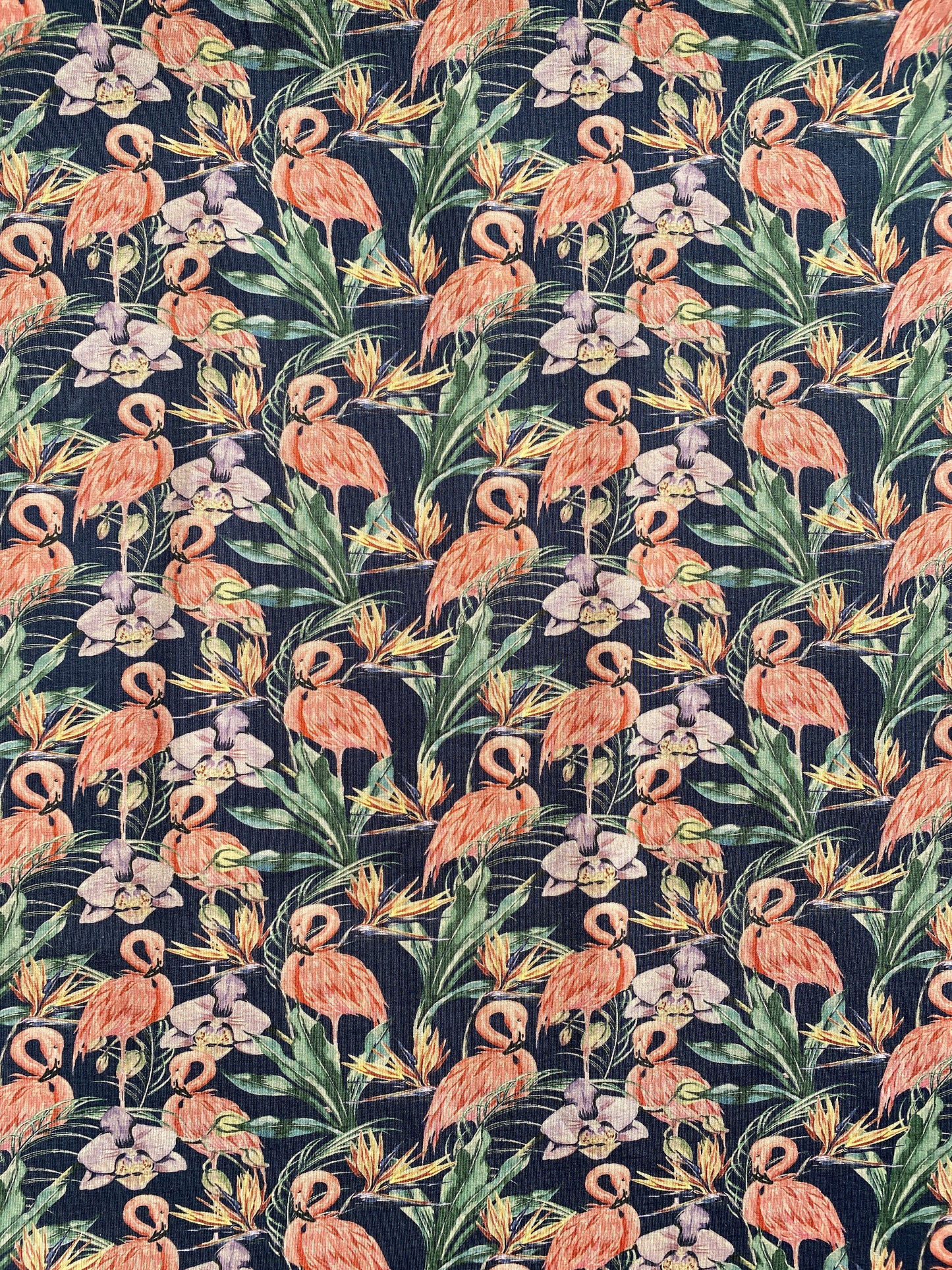 Flamingo, tummanharmaa, puuvillatrikoo