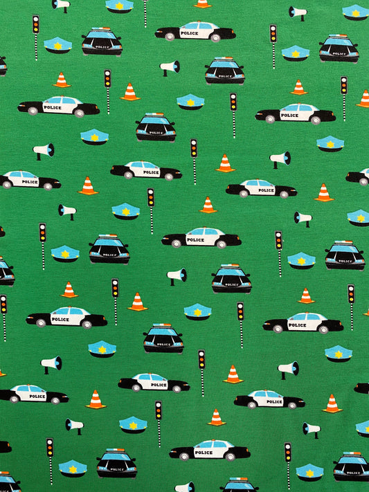 Poliisiautot, vihreä, puuvillatrikoo