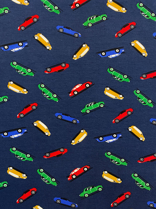 Autot, sininen, puuvillatrikoo