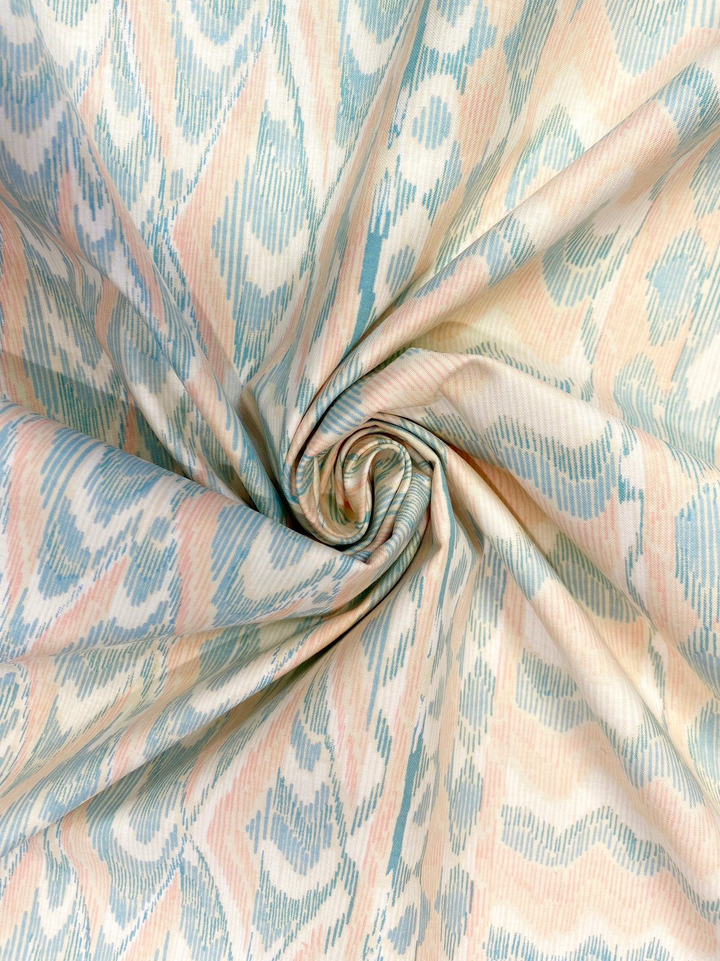 Ikat, turkoosi, vettähylkivä puuvillakangas