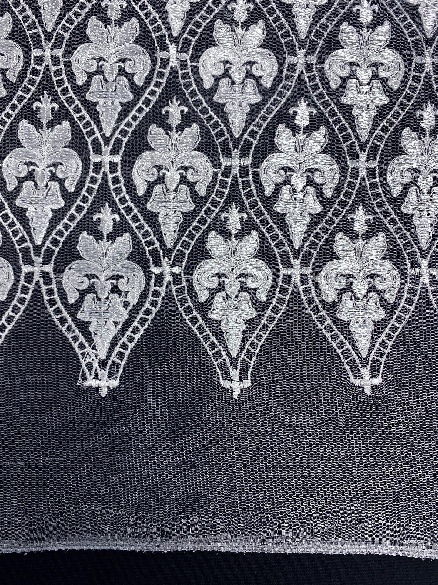 Fleur De Lys, valkoinen, puuvillasekoite pitsi