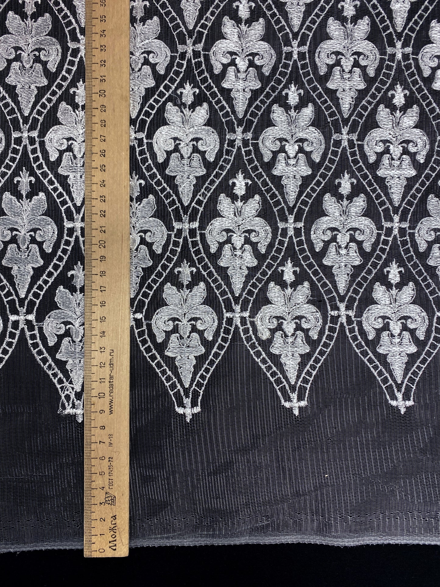 Fleur De Lys, valkoinen, puuvillasekoite pitsi