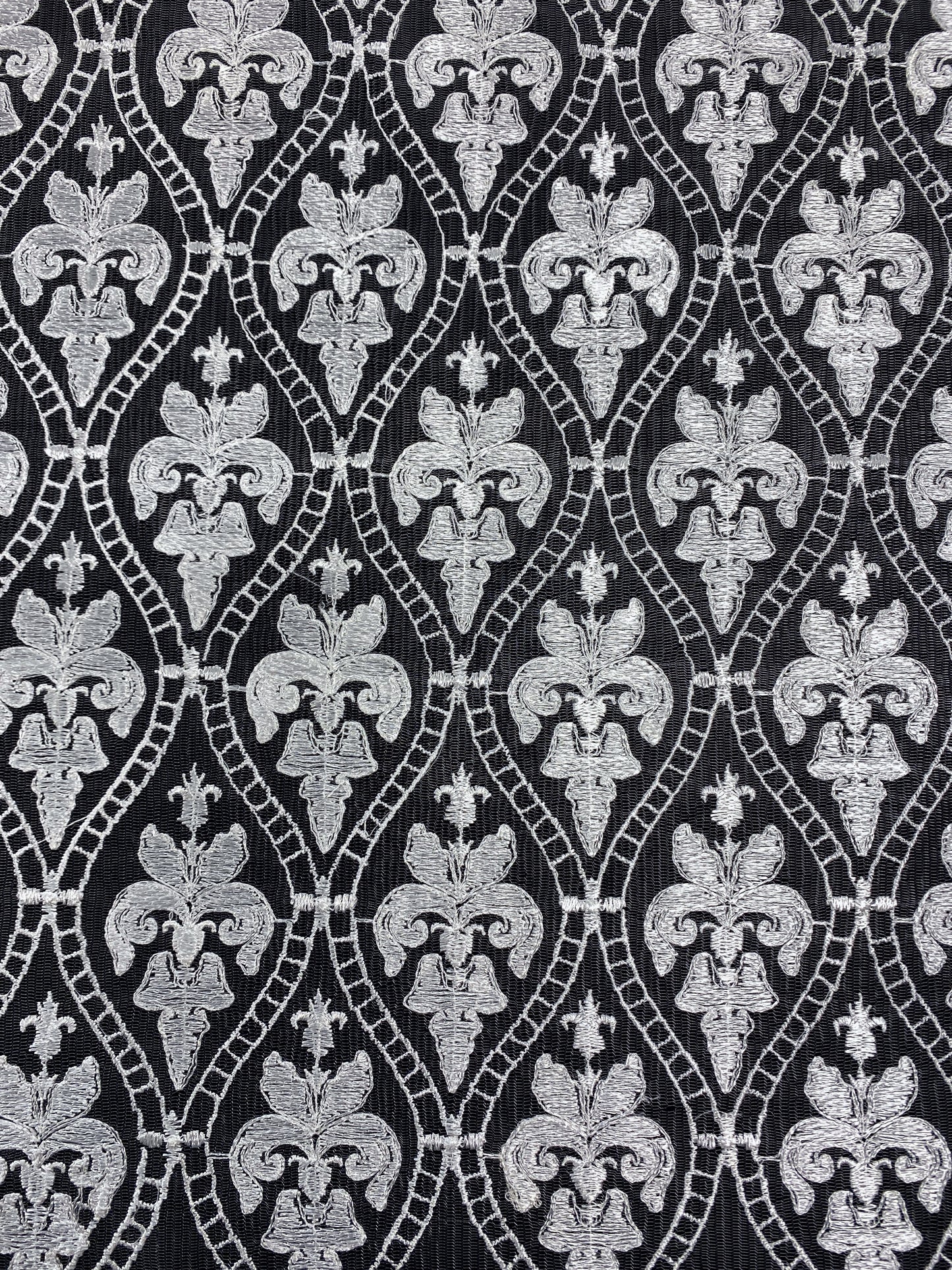 Fleur De Lys, valkoinen, puuvillasekoite pitsi