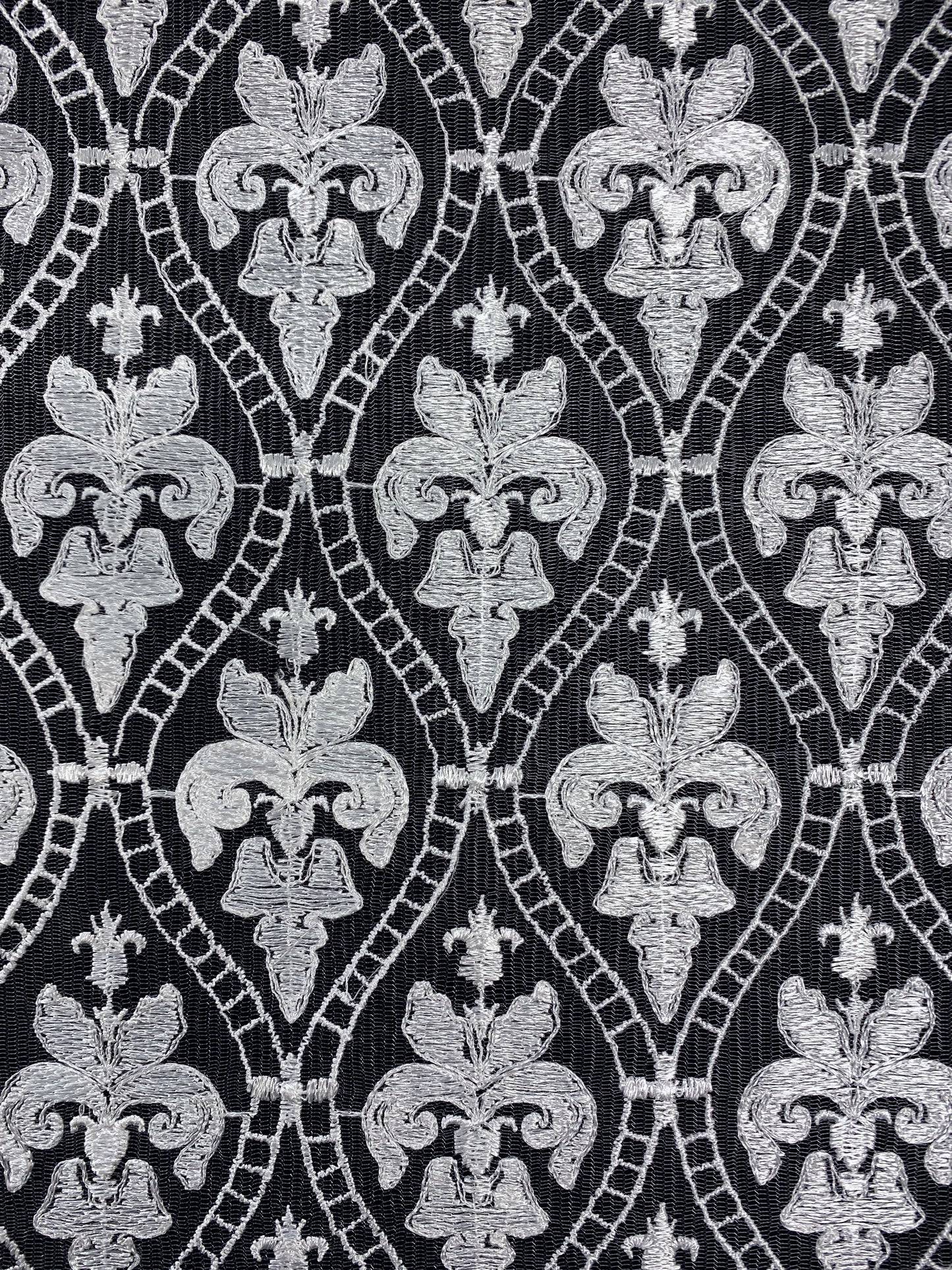 Fleur De Lys, valkoinen, puuvillasekoite pitsi