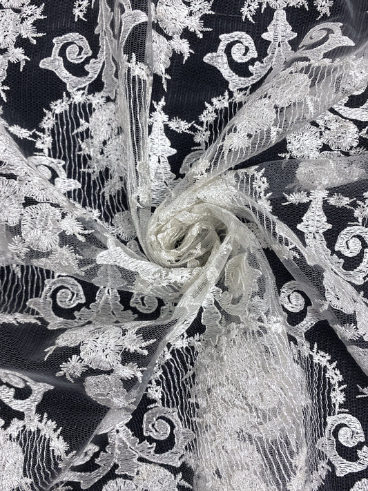 Boule de Noël, valkoinen, puuvillasekoite pitsi