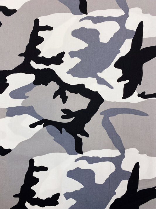 Camouflage, musta/valko, puuvilla