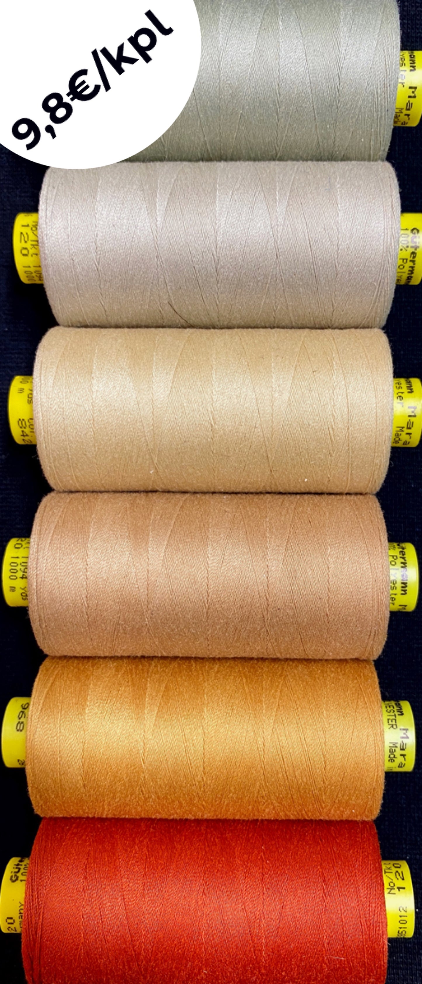 Ompelulanka, 120, oranssitsävyt 1000 m