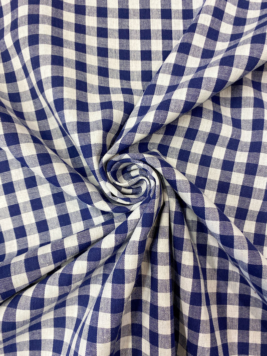 Ruutu, sininen, puuvilla, sisustus- ja asustekangas