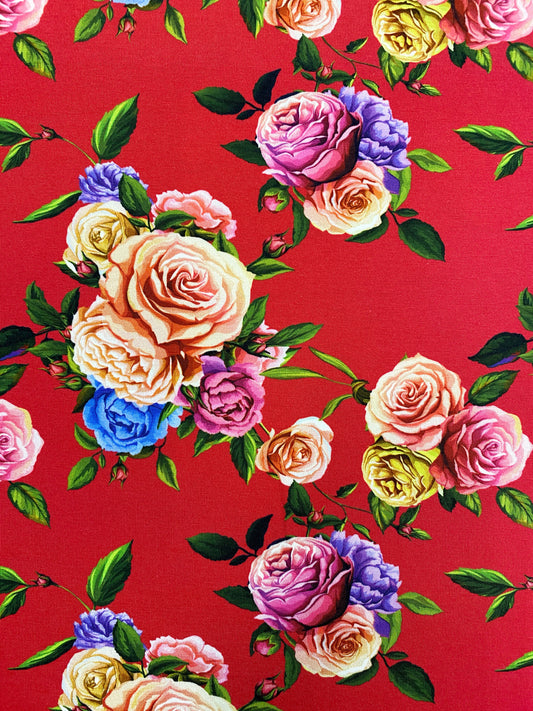 Ruusut, punainen, puuvillatrikoo