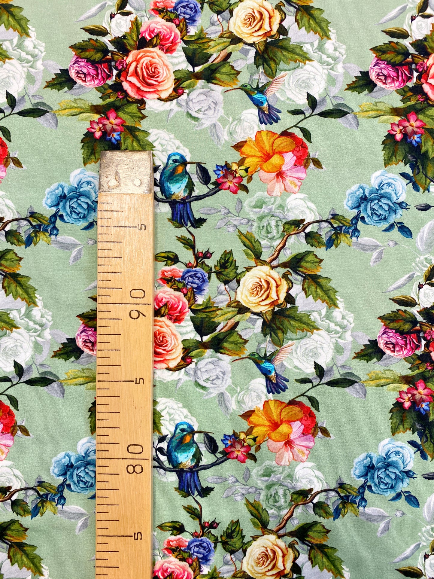 Kolibrifantasia, vaaleanvihreä, puuvillatrikoo