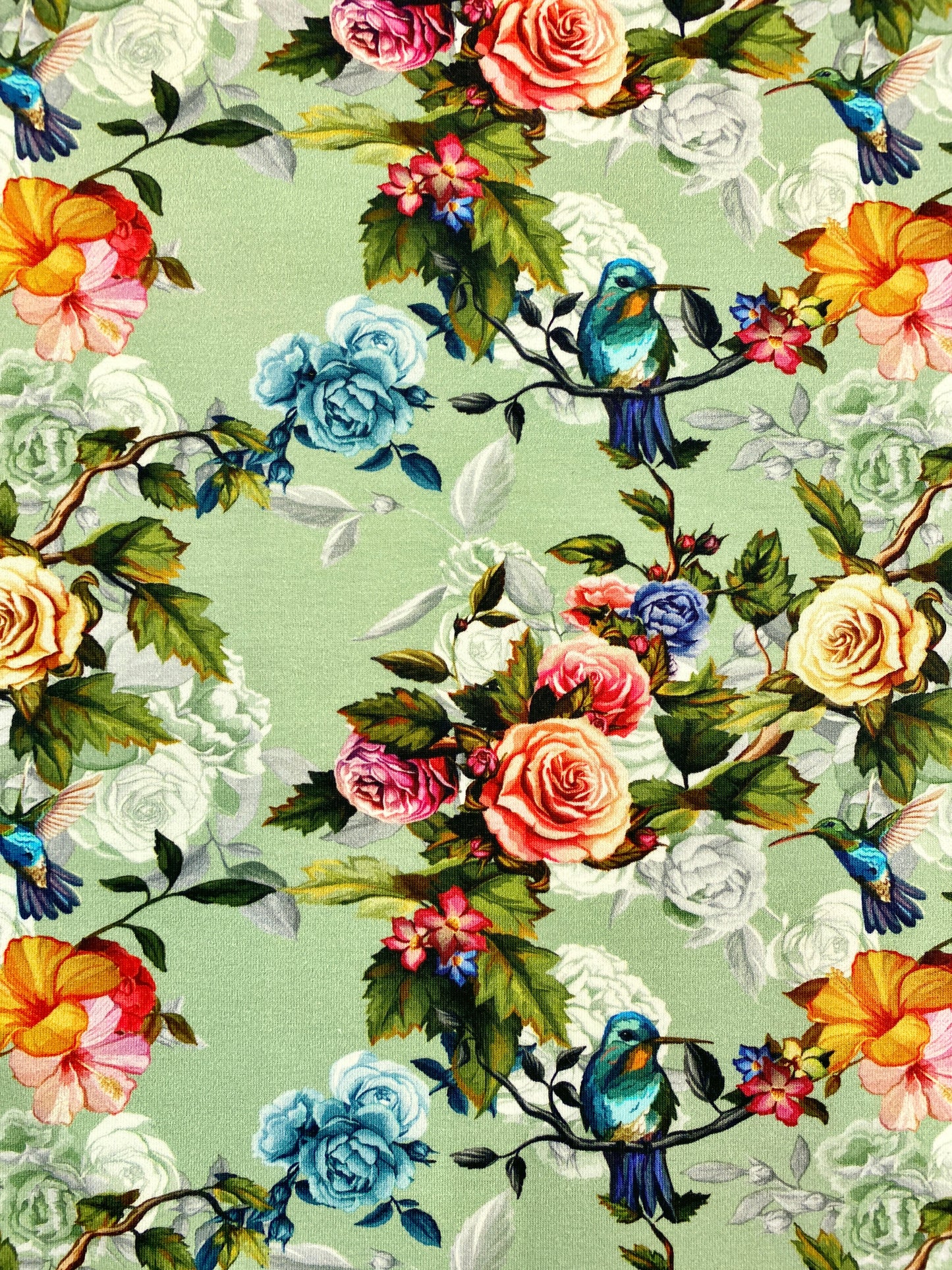 Kolibrifantasia, vaaleanvihreä, puuvillatrikoo