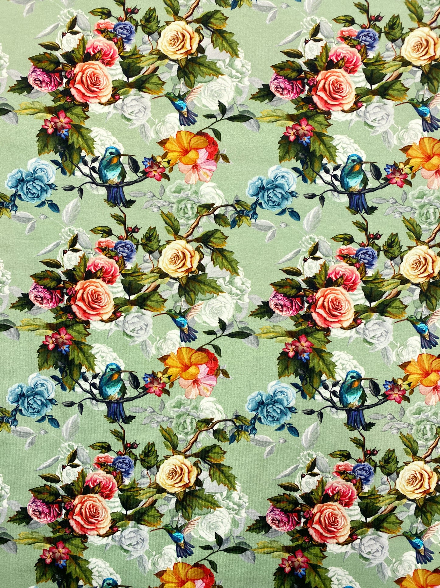 Kolibrifantasia, vaaleanvihreä, puuvillatrikoo