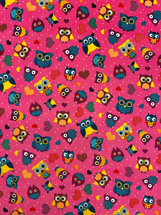 Pöllöt, pinkki, sametti, puuvilla