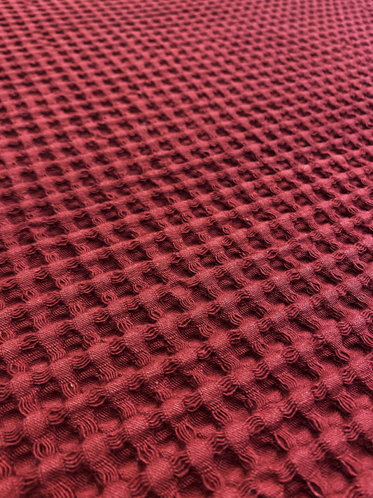 Iso vohvelikangas, viininpunainen, puuvilla