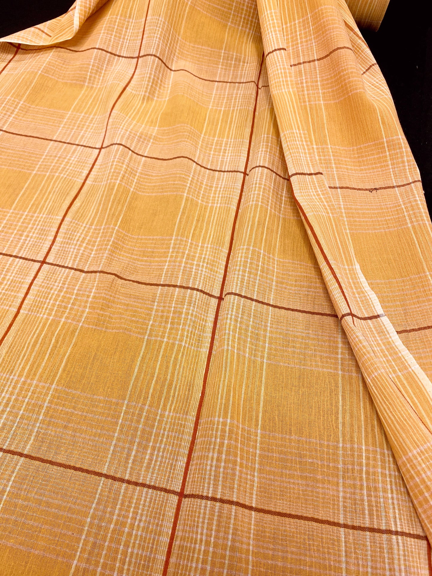 Intian puuvilla, ruutu, hiekankeltainen