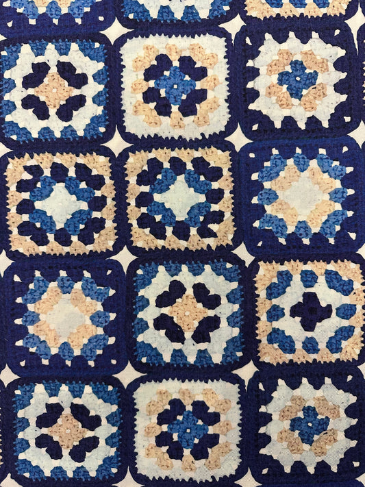 Granny square, viskoosi-villatvilli.
