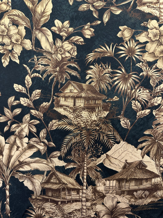 Haute Couture, Crimson Landscape, black, viskoosisatiini.