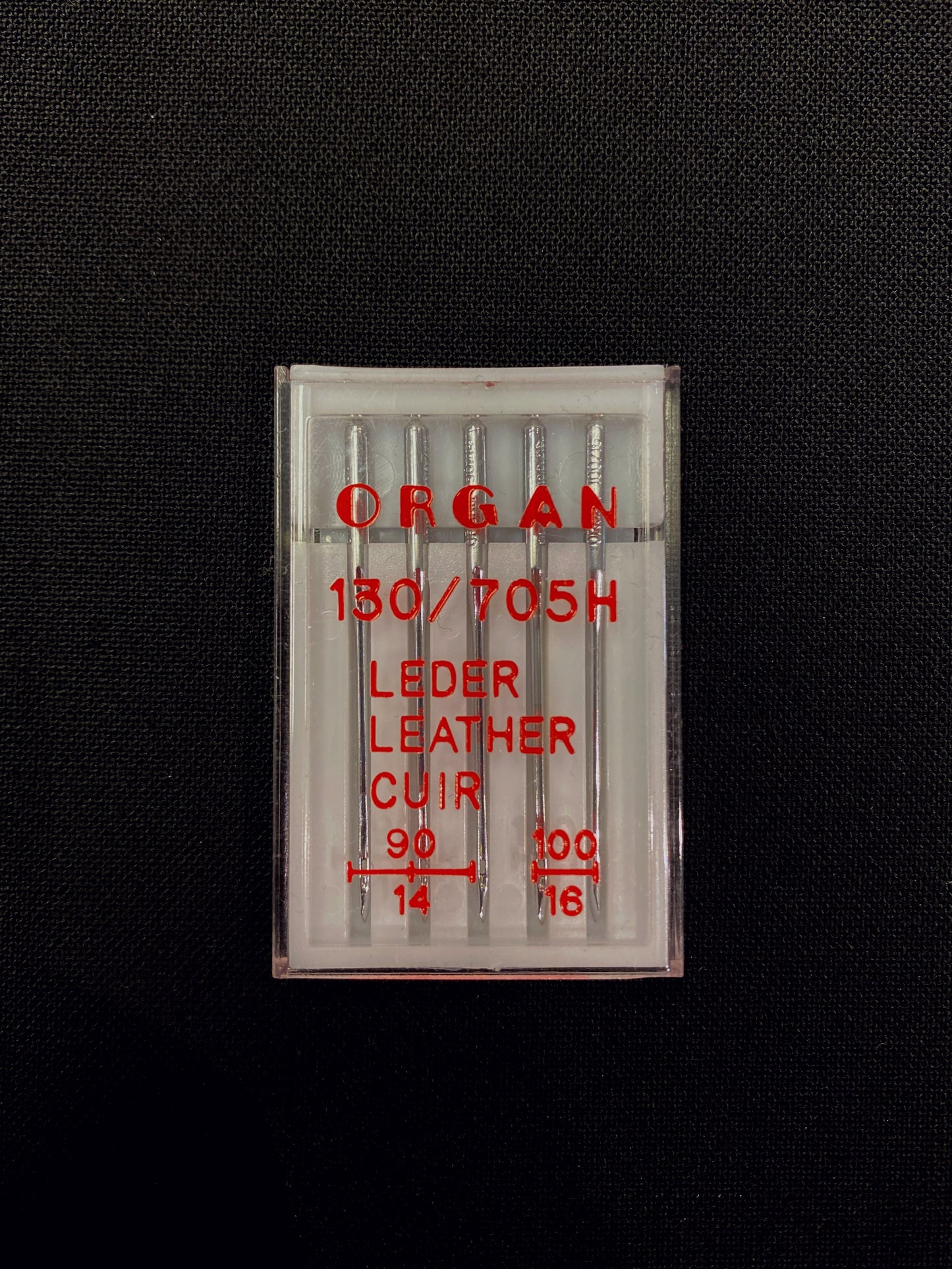 Organ nahkaneulat ompelukoneeseen, koot 90 ja 100, 5 kpl/paketti