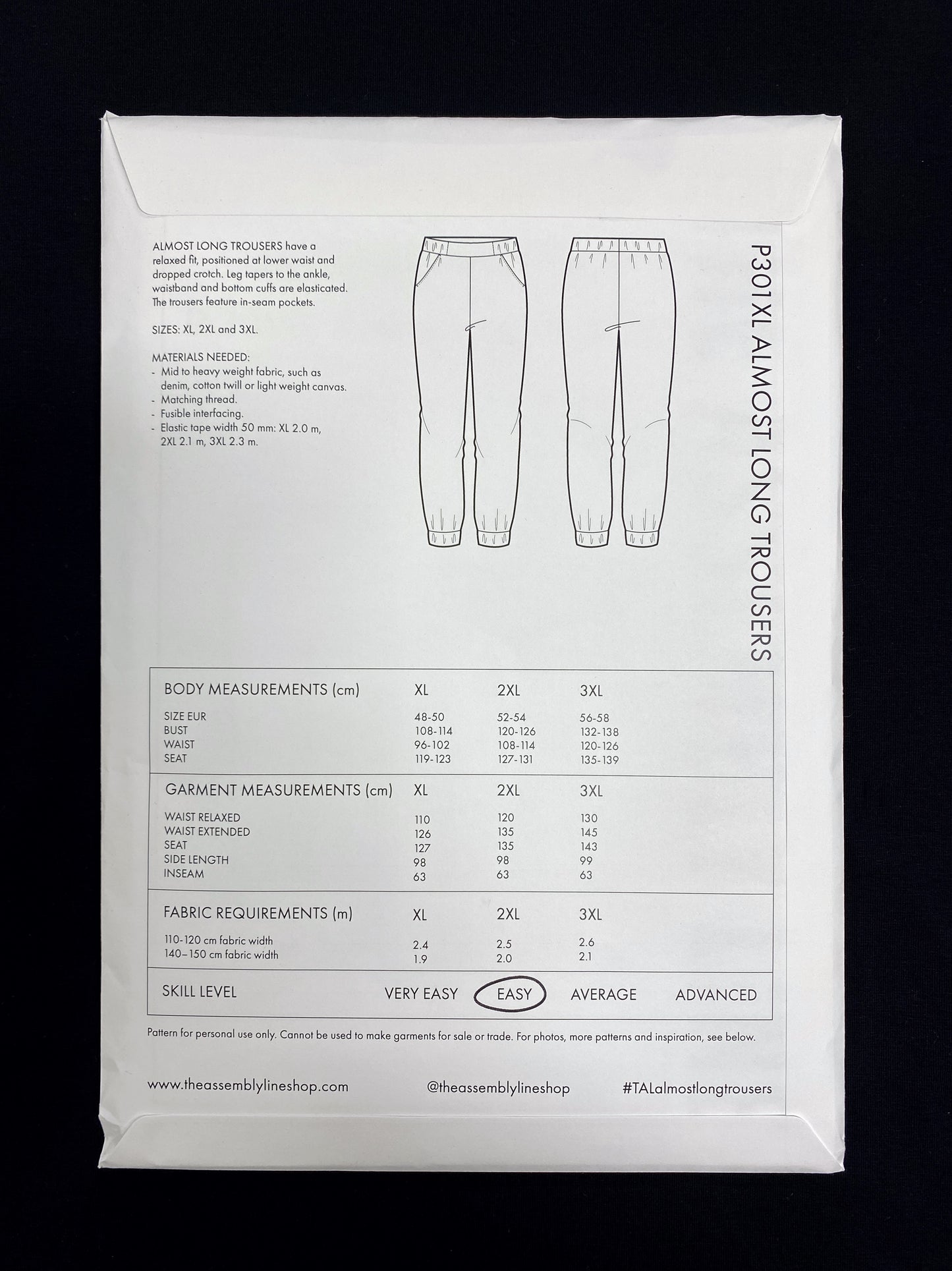 The Assembly Line, Almost long Trousers, XS-3XL
